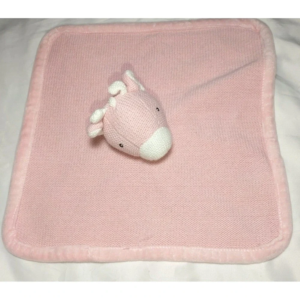 Peacock Alley Pink Knit Giraffe Horse Baby Security Blanket Lovey Sweater Girl